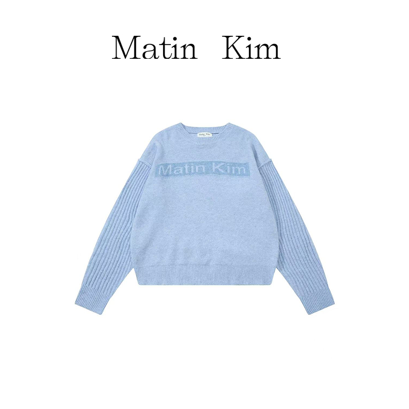 【Matin Kim】 Patchwork Knit Sweater Top เสื้อไหมพรมต่อชิ้น