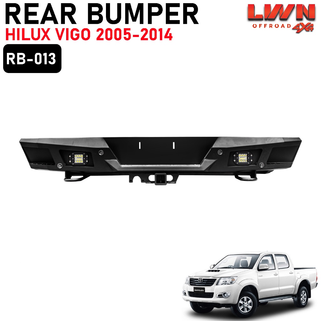 LWN4x4 กันชนท้าย LWN4x4 กันชนท้าย Vigo 2005-2014 กันชนหลังออฟโรด เหล็กหนา ใช้งานลากพ่วงได้ รุ่น RB-0