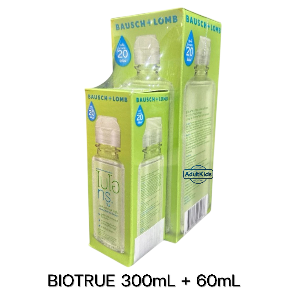 ลดเพิ่ม 30% 🔥 Biotrue ไบโอทรู 300มล.+60 มล.ผลิตภัณฑ์ทำความสะอาดคอนแทคเลนส์