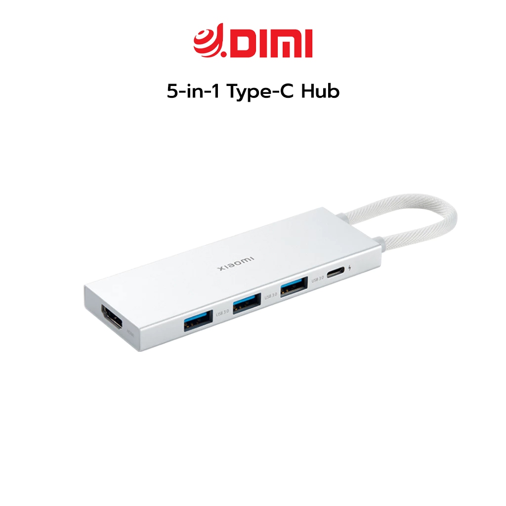 Xiaomi 5-in-1 Type-C Hub อะแดปเตอร์ฮับ I 5in1 I HDMI 4K 60Hz I USB-A 3.0*3 I PD 100W*1 I ฮับ ​​USB