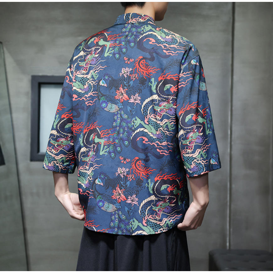 MTS014เสื้อจีนผู้ชายแขนสั้นพร้อมส่งในไทย เสื้อผู้ชายราคาถูก เสื้อใส่เที่ยว อาเซียน เสื้อตรุษจีน - รูปที่ 7