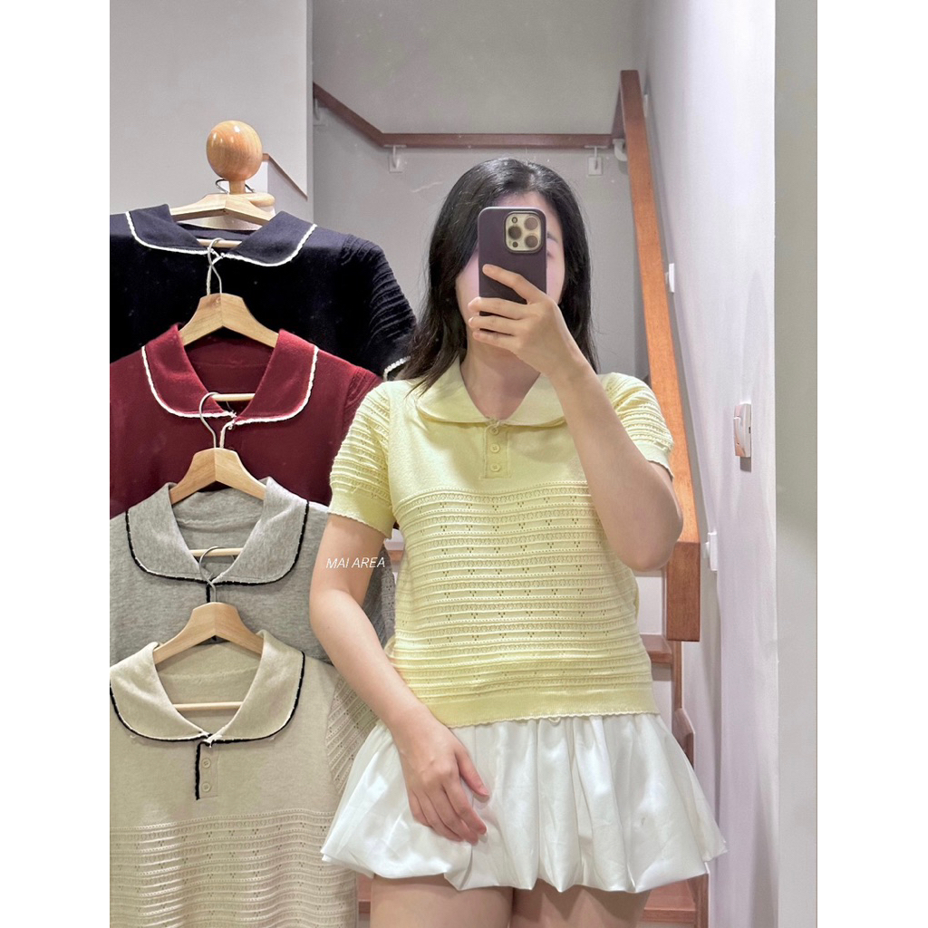 ✿MAI AREA✿ 125 เสื้อแต่งขอบคอบัวฉลุน่ารัก