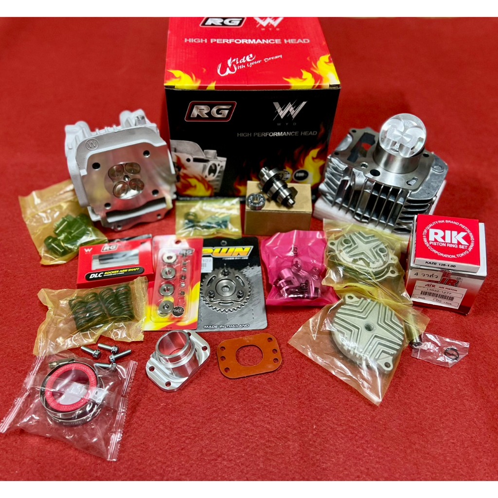 เวฟ125/4วาล์วลูก 56-57 คาเซ่ ใบวาล์ว 21-18 อุปกรณ์ครบเซ็ทหลังวาล์วใส่125คาร์บูS-Rและไฟเลี้ยวบังล(125