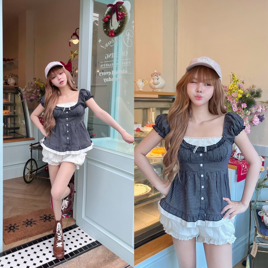 🌻เสื้อแขนตุ๊กตาแต่งสองเลเยอร์ชายระบาย ดีเทลสม็อคหลังมีเชือกปรับผูก (Nusa Style) - รูปที่ 5