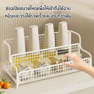 ชั้นวางเครื่องปรุง ชั้นวางของในครัว เหล็กเคลือบกันสนิม ชั้นวางขวดเครื่องปรุง ช่องใหญ่ หยิบ จับ ง่าย