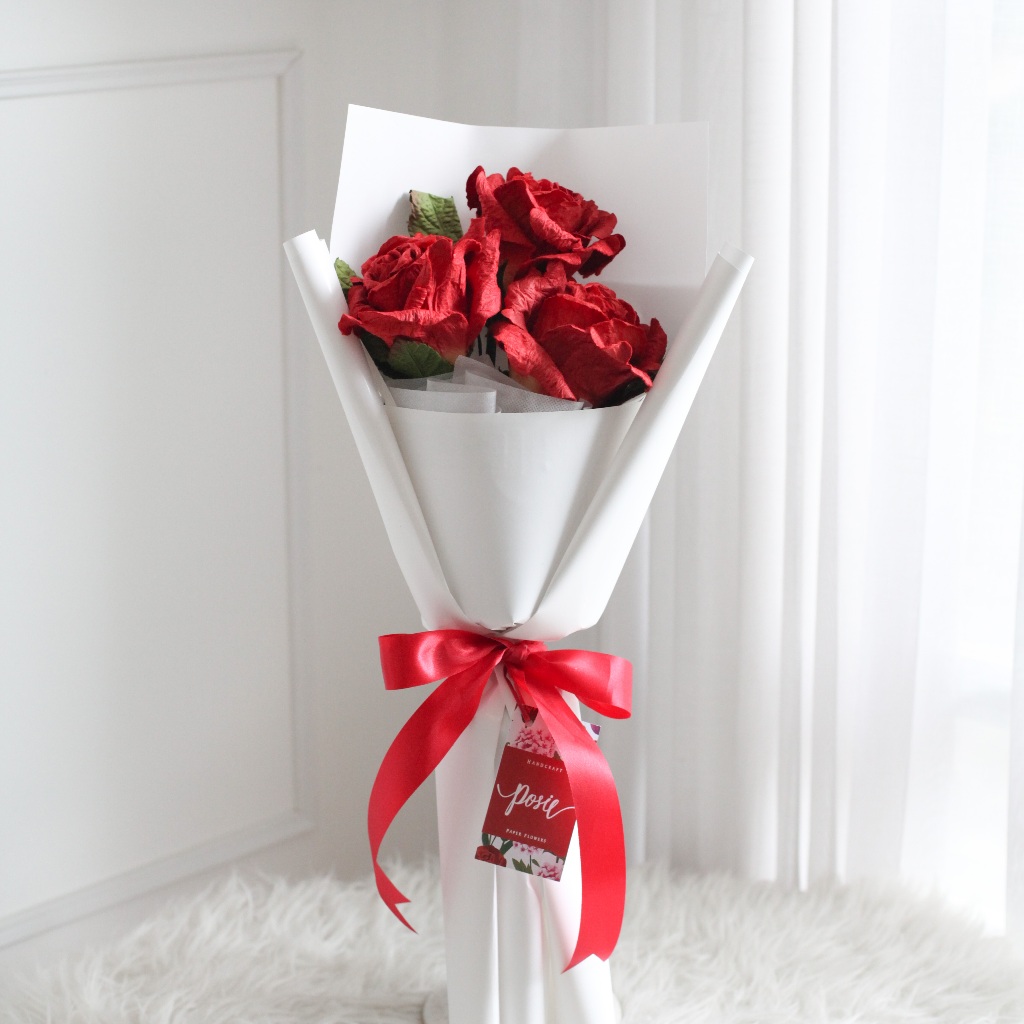 POSIE I Love U bouquet ช่อดอกกุหลาบ 3 ดอก ห่อกระดาษทรงสูง มีกลิ่นหอม พร้อมส่ง - รูปที่ 2