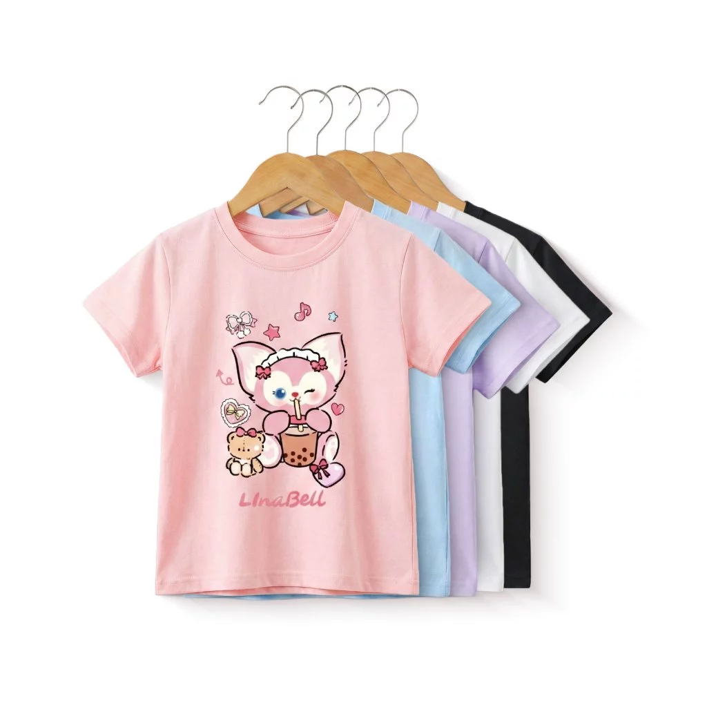 【พร้อมส่ง】เสื้อยืดเด็กผู้หญิง เสื้อยืดแขนสั้นเด็กสไตส์เกาหลี สกรีนลายการ์ตูน เสื้อยืดเด็กพิมพ์ลายการ์ตูน