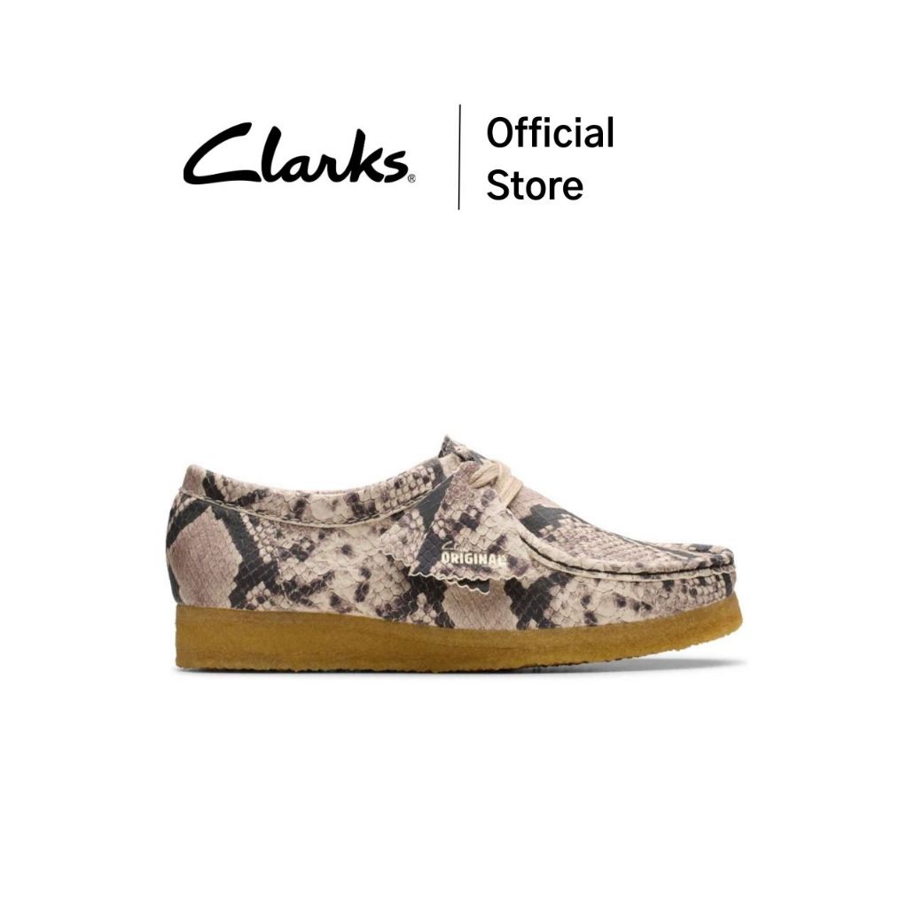 Clarks รุ่น WALLABEE สี GREY SNAKE LEATHER รองเท้าผ้าใบผู้หญิง รองเท้า SNEAKER(รองเท้าสนีกเกอร์) หนั