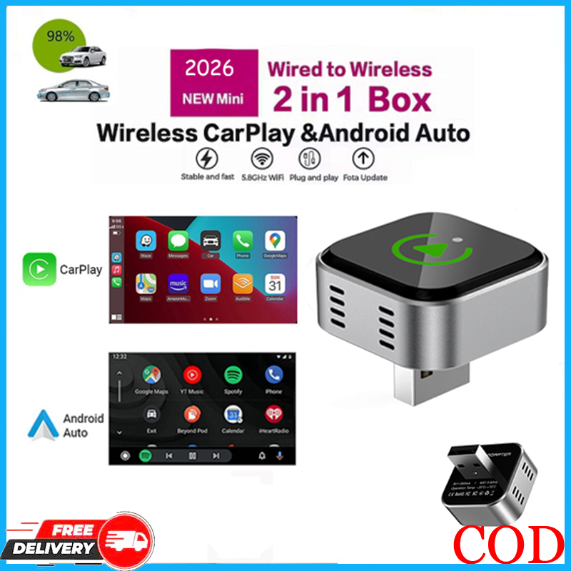 2026 Wireless CarPlay Android Auto USB Dongle และอะแดปเตอร์ไร้สาย  Adapter แบบมีสายกับปลั๊กไร้สายและเล่น