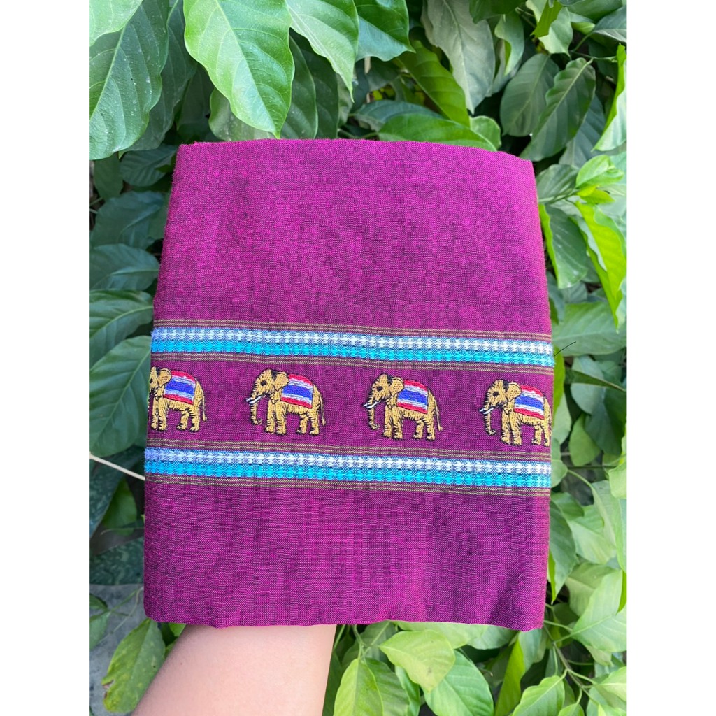 ผ้าขาวม้าวัวลานปักลายช้างธงชาติ แบบใหม่ ไม่ซ้ำใคร ขนาด 85x200 ซม. - รูปที่ 6