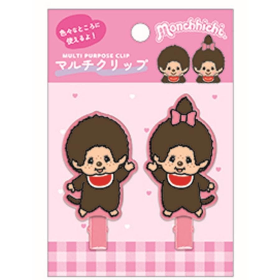 กิ๊บคุ่ monchhichi body ก้านเหล็กสีชมพู กิ๊บติดผม ลายการ์ตูนมอนชิชิ นำเข้าจากญี่ปุ่น