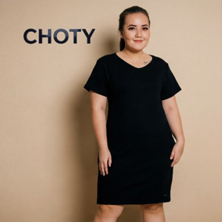 ( ยืดแขนสั้นเดรส ไซส์ XXL ) ชุดเดรสแขนสั้น ยาวเหนือหัวเข่า เ…