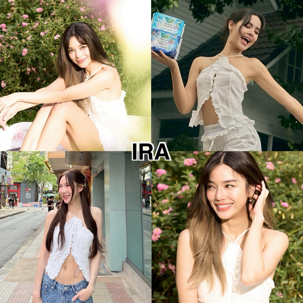 BYIRA 23260  ✨พร้อมส่ง✨ เสื้อสายเดี่ยวคล้องคอสีขาวดีเทลลูกไม้ น่ารัก งานใหม่จากช้อปไม่เคยแกะแพ็ค พร้อมส่งค่ะ