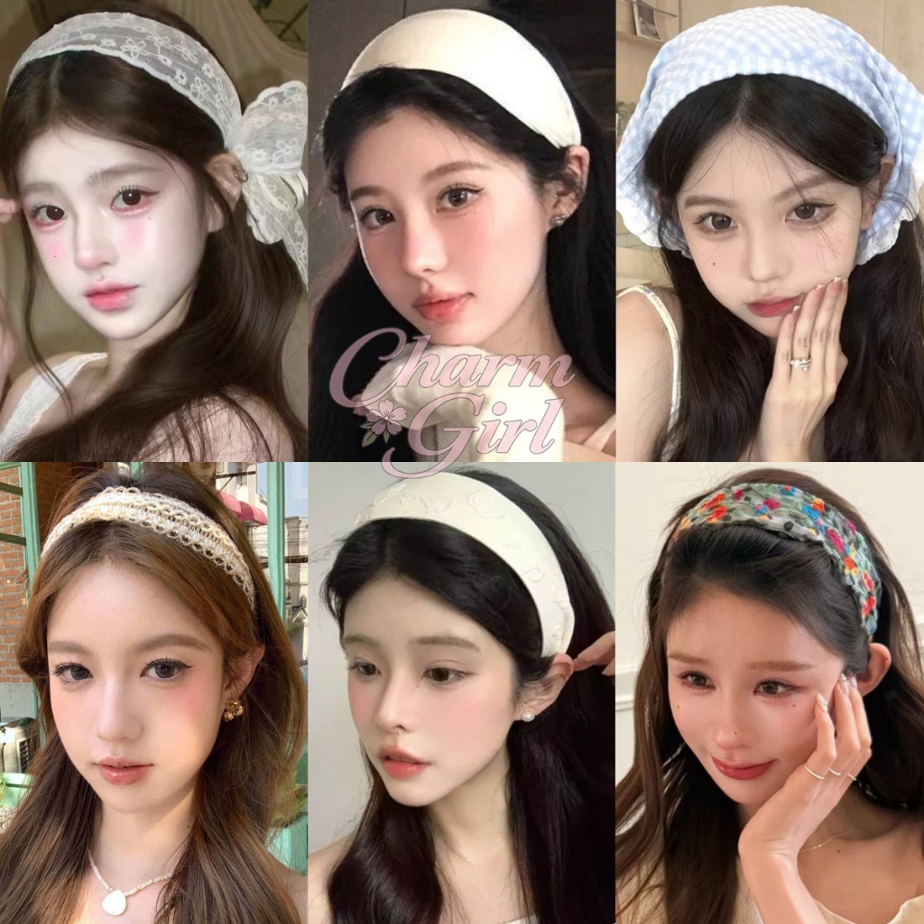 ที่คาดผม  โบว์ลูกไม้  ลวดลายดอกไม้  วัสดุที่ทอขึ้น  มีหลายแบบให้เลือก สไตล์เรโทรฝรั่งเศส ที่คาดผมทรงสามเหลี่ยม
