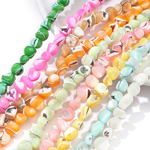 ลูกปัดเปลือกหอยธรรมชาติและไข่มุกแบบแปรง 7-8 มม. ยาว 38 ซม./แถบ สำหรับ DIY งานเครื่องประดับทำสร้อยคอและสร้อยข้อมือ
