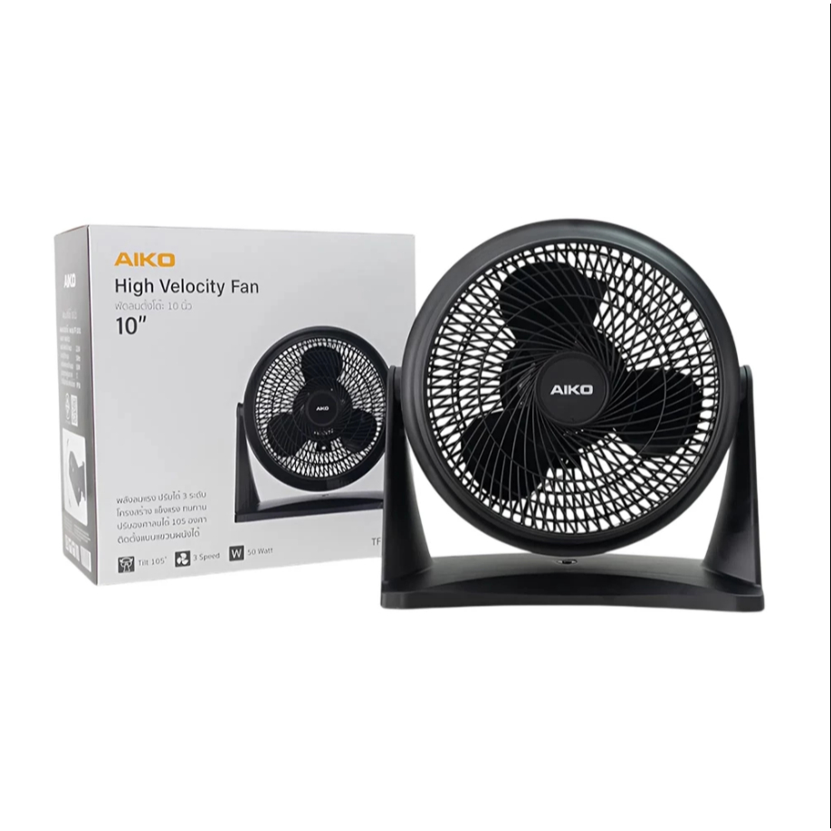 AIKO TF-1001 พัดลม ตั้งโต๊ะ 10 นิ้ว ก้ม-เงยได้ High Velocity Fan รับประกันมอเตอร์ 2 ปี