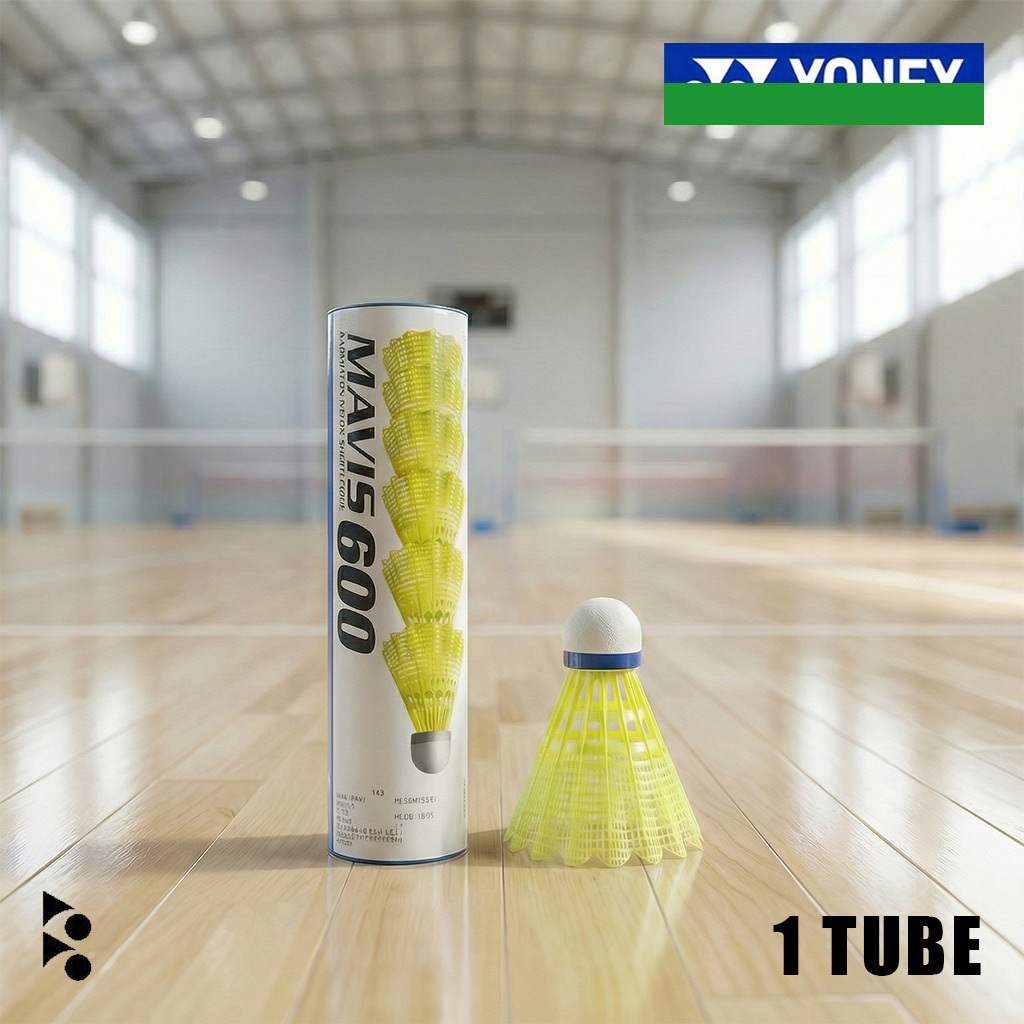 Mavis 600 Medium Speed Nylon Shuttlecock (Yellow) 1 Tube (= 6 Shuttlecocks)