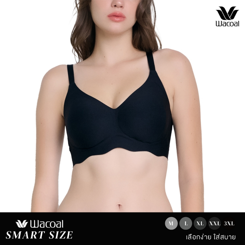 Wacoal Smart Size บราไร้โครง ฟองน้ำบาง 10 มิล รุ่น WB5X88 สีดำ (BL)