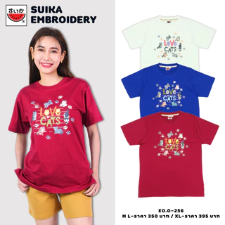 เสื้อแตงโม (SUIKA) - เสื้อยืดคอกลมแขนสั้น ลายพิมพ์ ปัก ( EO.O-256 306 309 310 )
