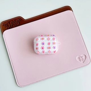 amuse stuff-blossom joy flower airpods case เคสแอร์พอร์ตลายดอกไม้สีชมพูดรียงกัน