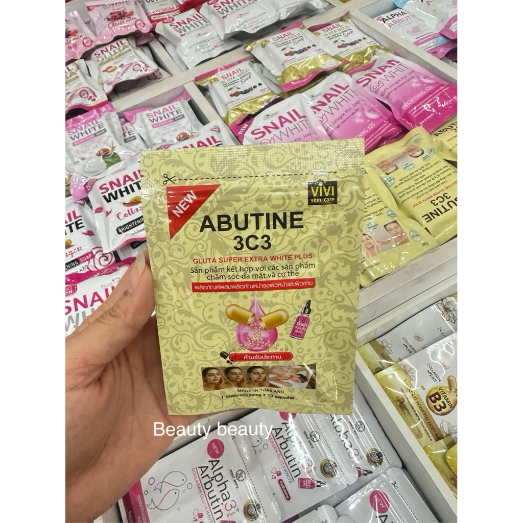 Abutine 3c3 Gluta Super Extra White Plus 250ml.x10แคปซูล แคปซูลผสมโลชั่นหรือครีม