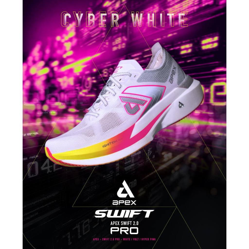 รองเท้าวิ่ง Apex SWIFT 2.0 PRO White/Neon รองเท้า Running by Srichaigroup