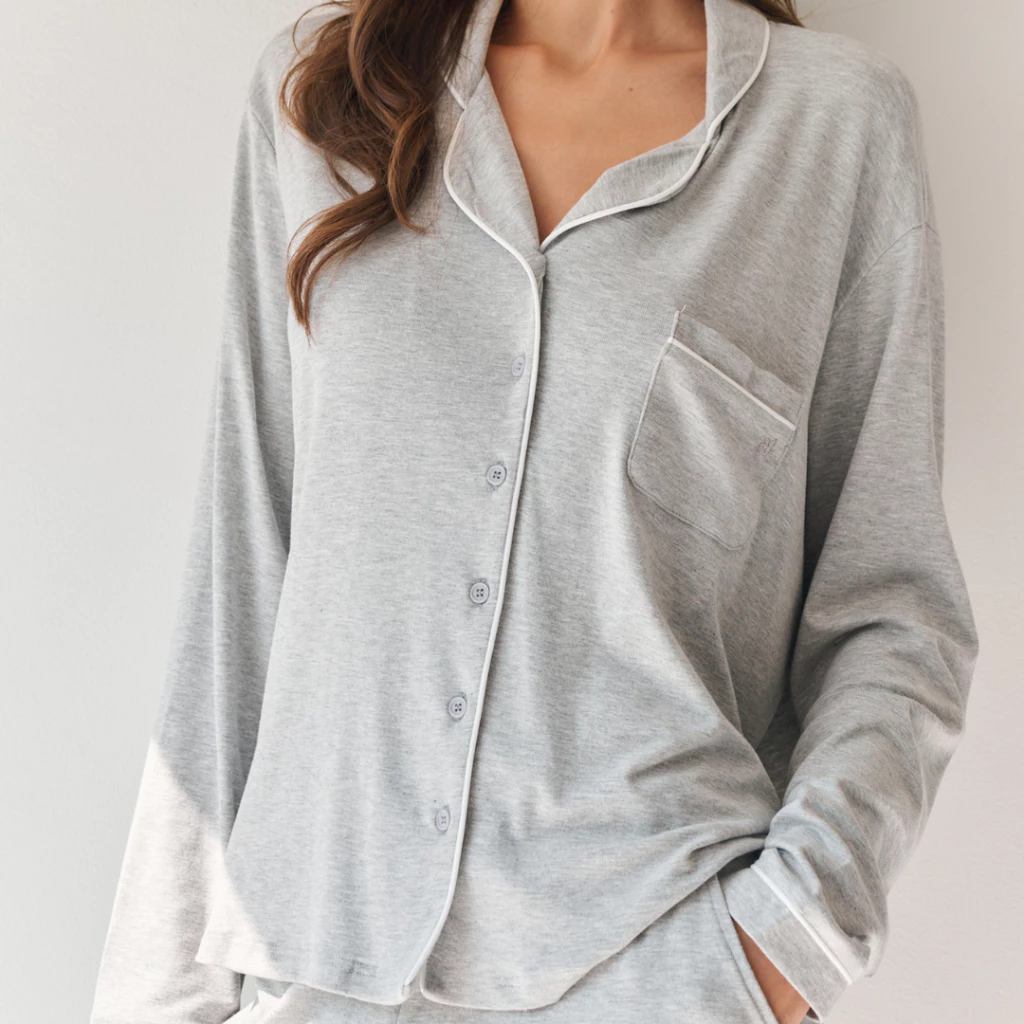 Withit Long Sleeve Piping Pajama Set เซ็ทชุดนอนสีเรียบตัดขอบแขนยาว - STW50936 / STW51937