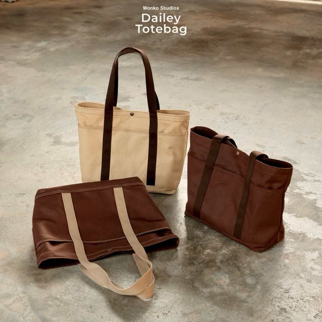 WONKO | Daily Bag | brown / กระเป๋าผ้าแคนวาส