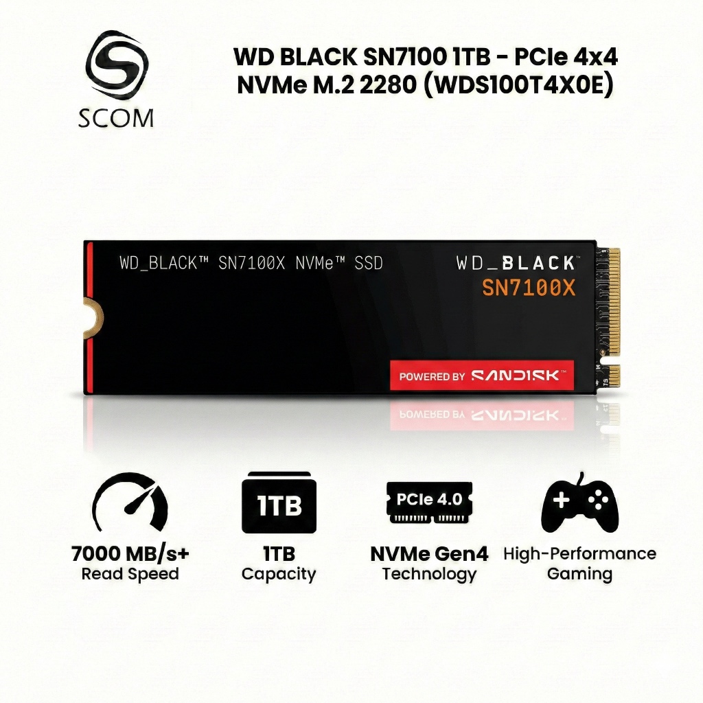 (SSD) WD 1 TB SSD M.2 PCIe 4.0 WD BLACK SN7100 (WDS100T4X0E) NVMe - Westen Digital