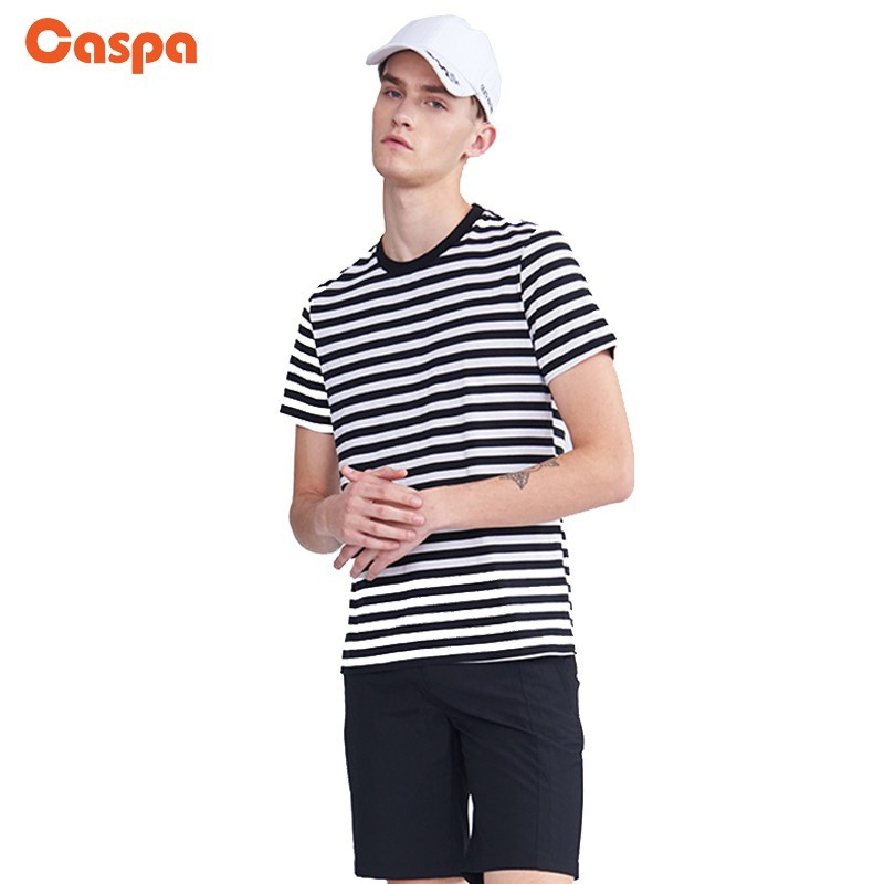 Caspa เสื้อยืดลายทาง ผ้าสเป็นเด็กซ์ Size S M L XL XXL มี2 Cuttingคุณภาพ รุ่น - M399T
