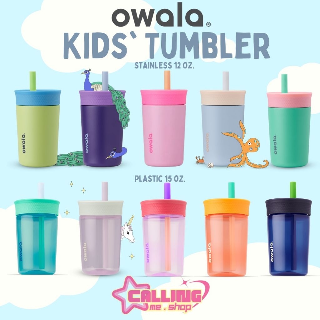 พร้อมส่งในไทย  Owala Kids' Tumbler  แก้วน้ำเอนกประสงค์สําหรับเด็ก ขนาด 12 ออนซ์ และขนาด 15 ออนซ์ ของแท้ 100% นำเข้า us