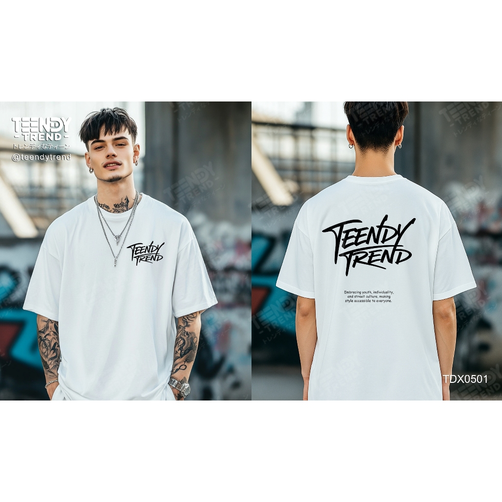 Teendy Trend เสื้อยืดผู้ชาย ผู้หญิง คอตตอน ลายteendy สีขาว รุ่นTDX0501-WH