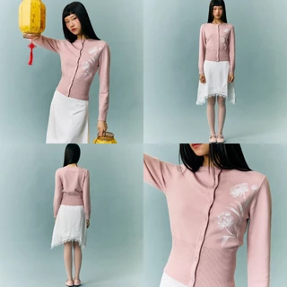 CHUUCHOP - (S-L) Meimei Cardigan คาดิแกนแขนยาวลายดอกไม้ (C8486)