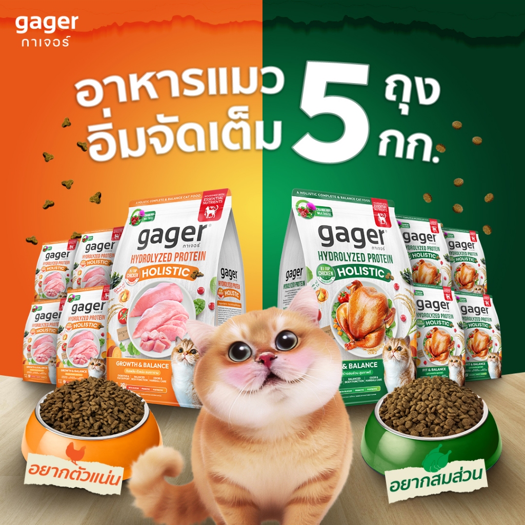 (เซต5ถุง) Gager อาหารแมว กาเจอร์ เสริมวิตามิน เพื่อสุขภาพแมว (1กิโล5ถุงเลือกสูตร)