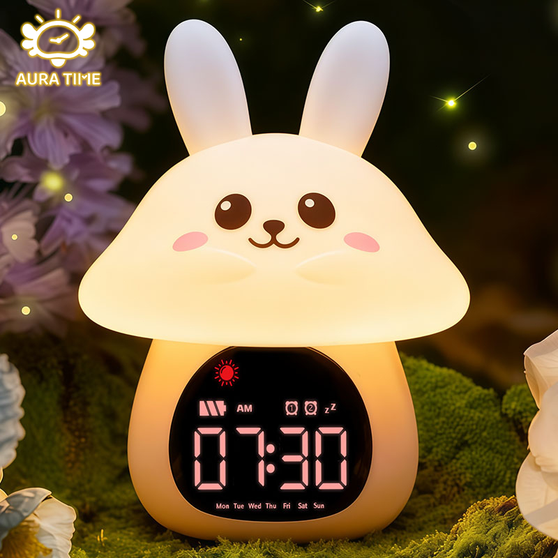 รุ่นพิเศษ】นาฬิกาปลุก LED สำหรับเด็ก น่ารัก ชาร์จได้ จอแสดงผล ตั้งโต๊ะ 24 ชั่วโมง วัสดุนุ่มนวล