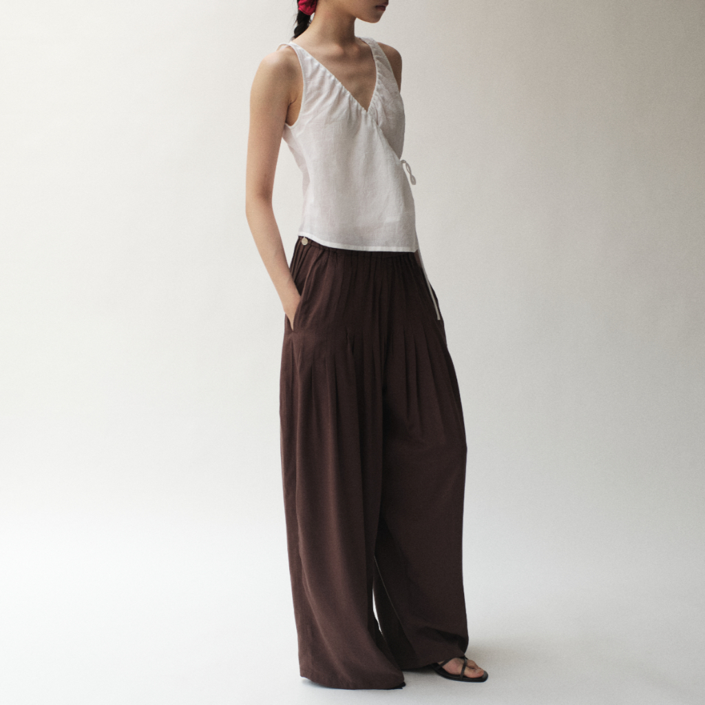 She Knows - Porto Pants กางเกงพลีต ทรงบอลลูน เอวยางยืด