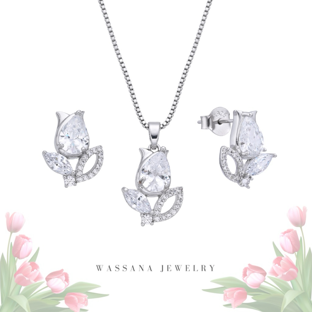 wassana.jewelry set เครื่องประดับรุ่น Tulip สร้อยปรับความยาวได้ 16-18 นิ้ว