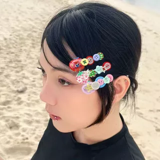 Twinnem-Handmade 🌀🍎⭐️กิ๊บติดผมกระดุม Whimsy Style,กิ๊บติดผม Y2K เครื่องประดับผมน่ารัก