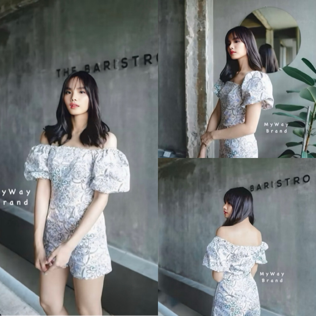 MyWay Brand :Jumpsuit Square Collar Short