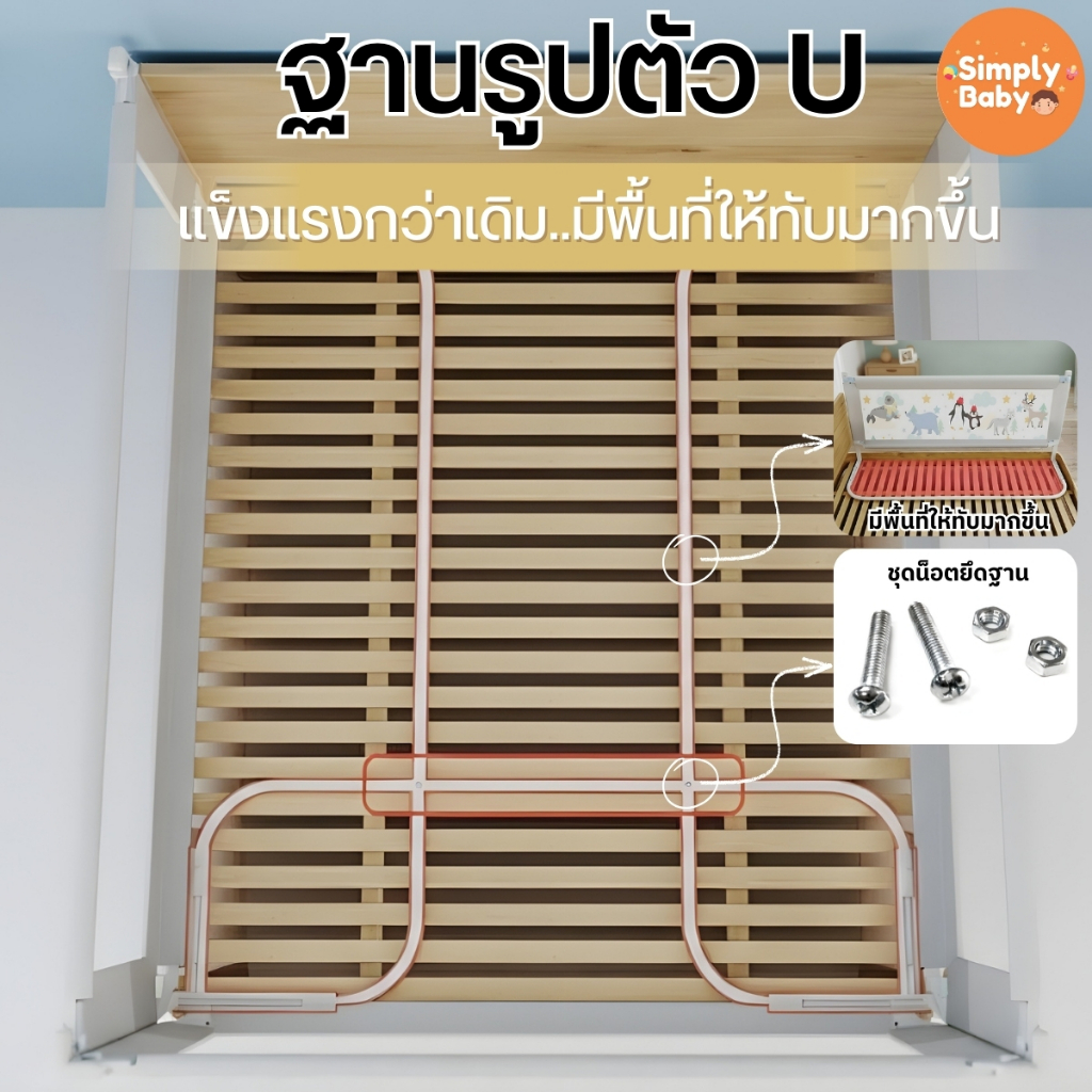 Simply Baby ที่กั้นเตียง กันเด็กตกเตียง รุ่นใหม่ล่าสุด ปรับขึ้นลงด้านเดียวได้ รูปที่ 6
