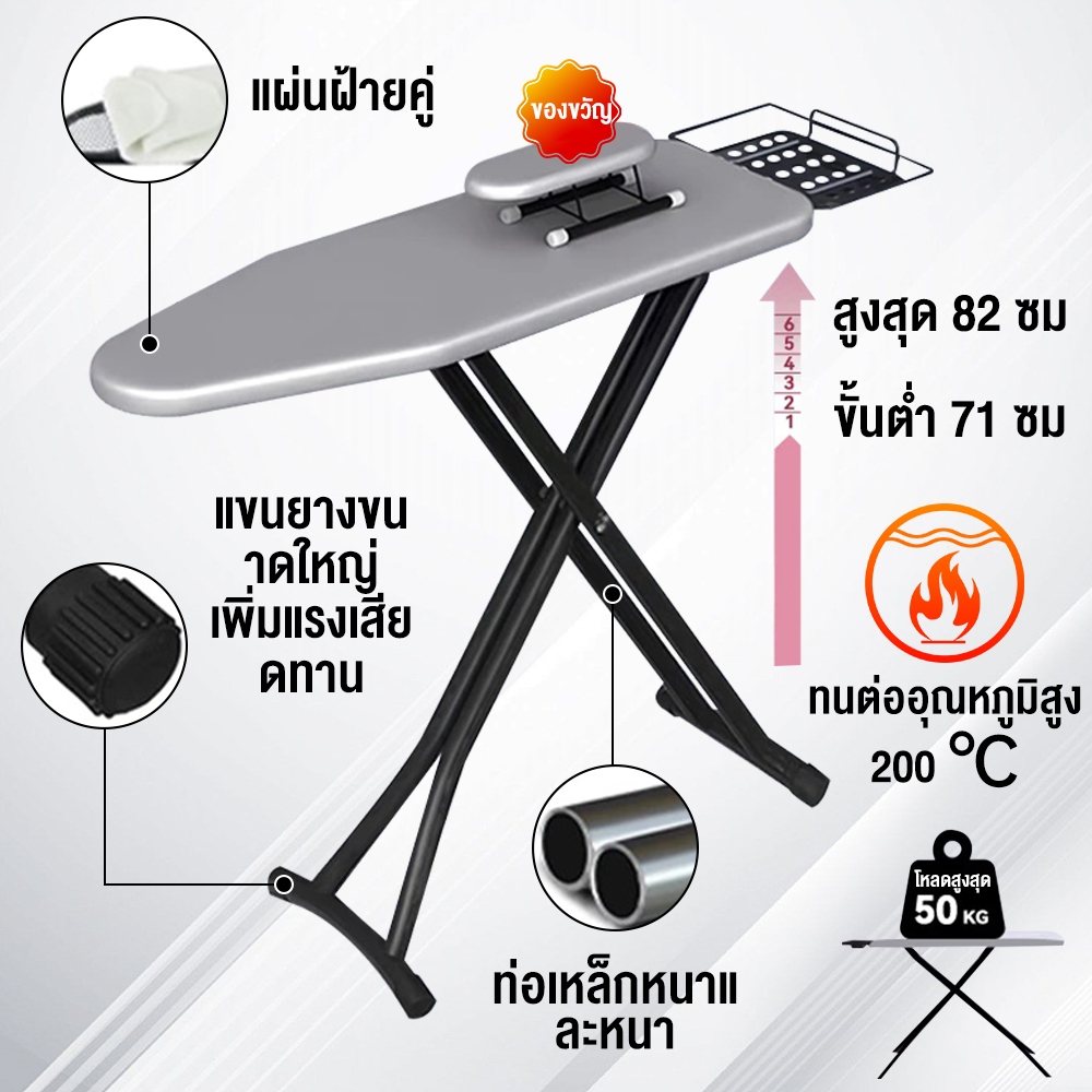 HomeNest โต๊ะรีดผ้า 125*31*86 ซม. ที่รีดผ้ ปรับได้ 6 ระดับ ที่รองรีดผ้า พับได้ ที่รองรีด