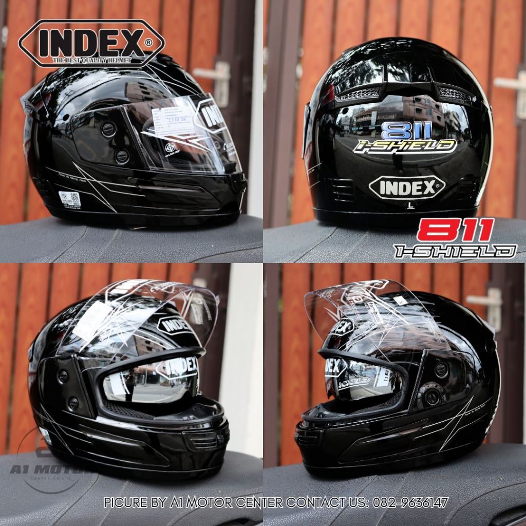 INDEX หมวกกันน็อคเต็มใบ 811is แว่น2ชั้น ชิวใส แว่นปรอทเงิน ฟรีถุงผ้า มาตรฐาน มอก.