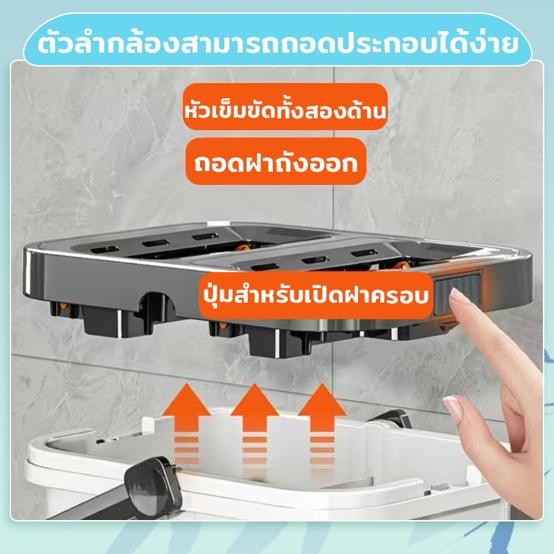 ไม้ถูพื้นแบบรีดน้ำ ไม้ถูพื้น ไม้ถูพื้นแบน  lazy mop หมุนได้ 180 แถมฟรีผ้ารีฟิล 2 ชิ้น พร้อมถังน้ำ ราคา ถูกที่สุด ดีลบีเคเค แกลเลอรีภาพที่ 9