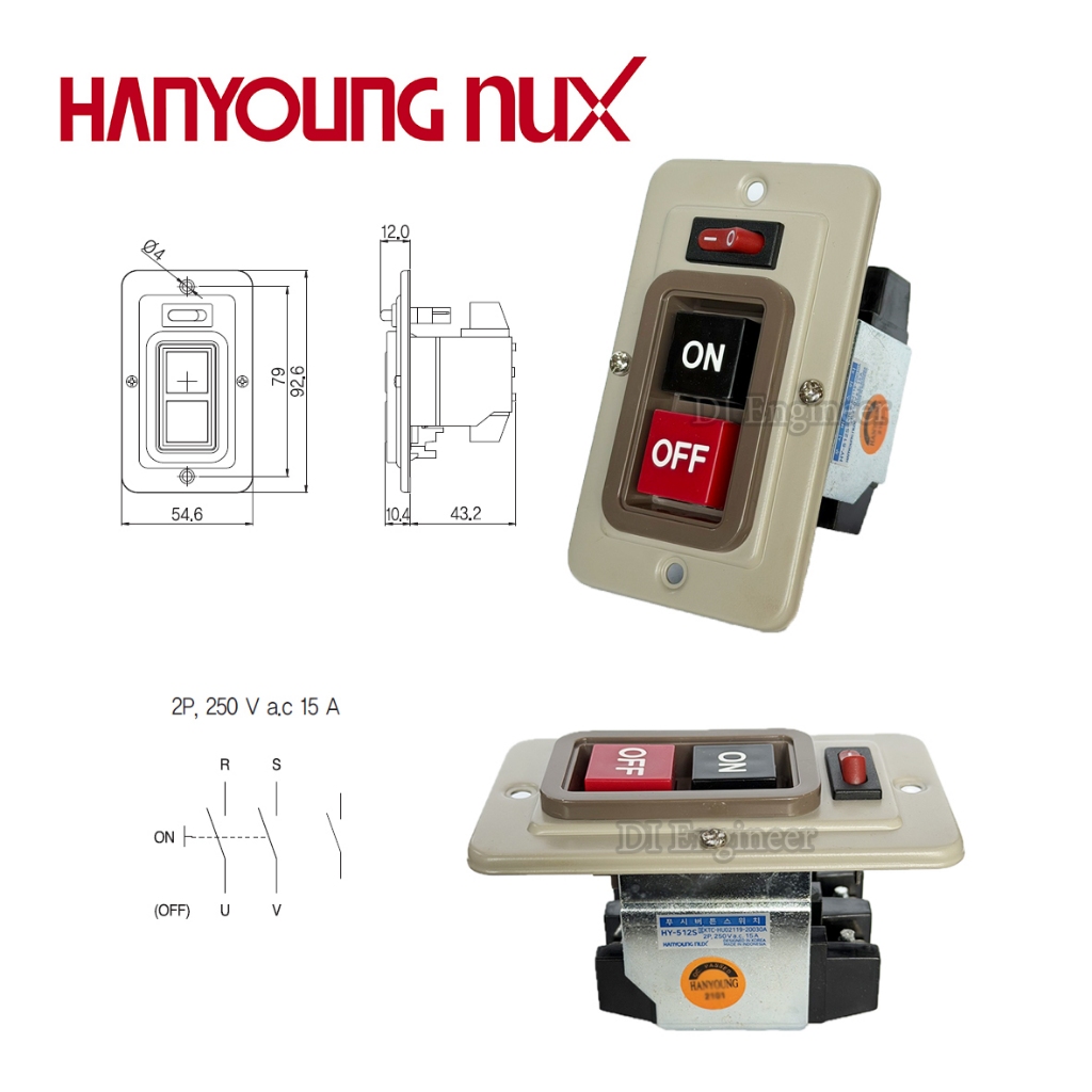 Hanyoung Nux Power Switch HY Series HY-510,HY-512S,HY-516 สวิตซ์ปุ่มกดเพาเวอร์