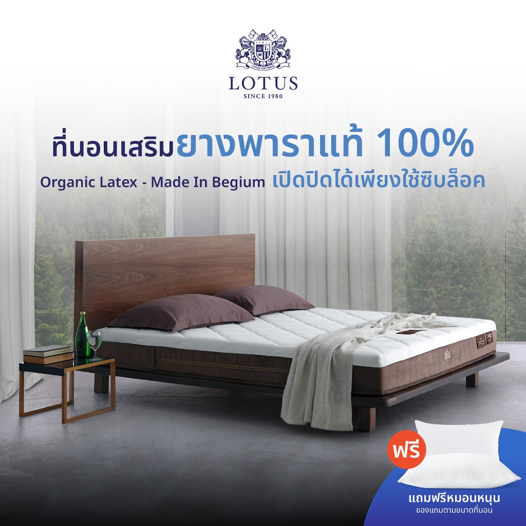 LOTUS ที่นอนยางพาราธรรมชาติ (สเปคสมดุลลงตัว) รุ่น Purist หนา 8 นิ้ว  ส่งฟรี