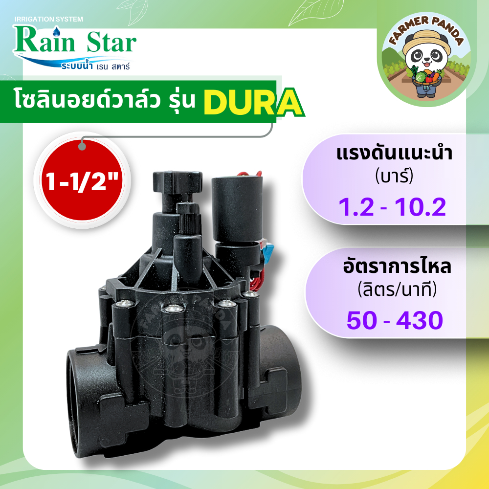 Rain Star โซลินอยด์วาล์ว วาล์วไฟฟ้า ขนาด 1.5 นิ้ว เรนสตาร์ Solenoid valve 1.5"