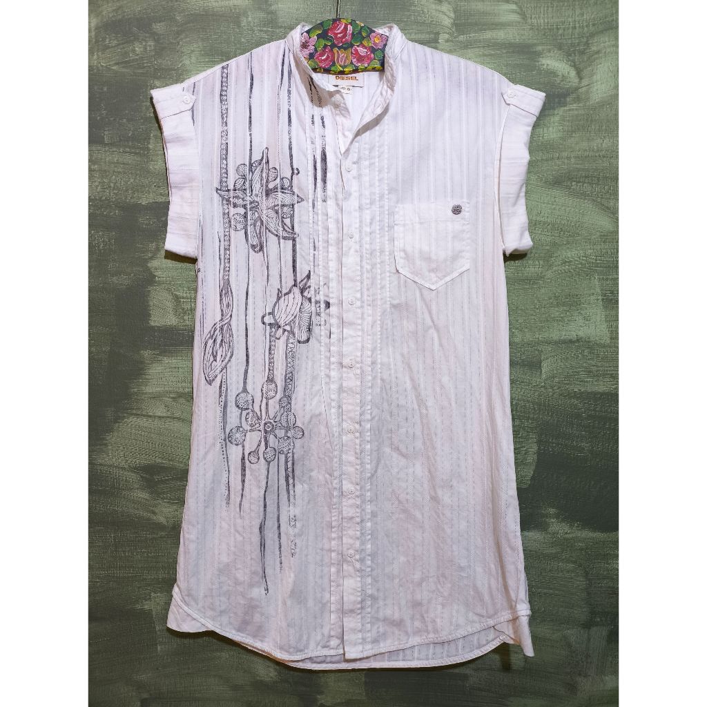 DIESEL White Shirt Dress Cap Sleeve Size XS