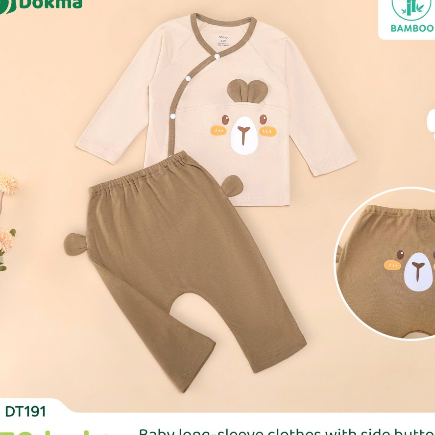 Dokma (4.5-8.8kg) ชุดเสื้อแขนยาวเด็ก ผ้าใยไผ่ Bamboo Fabric DT191_B Baby Long-Sleeve Clothes (1-3M, 3-6M, 6-9M)