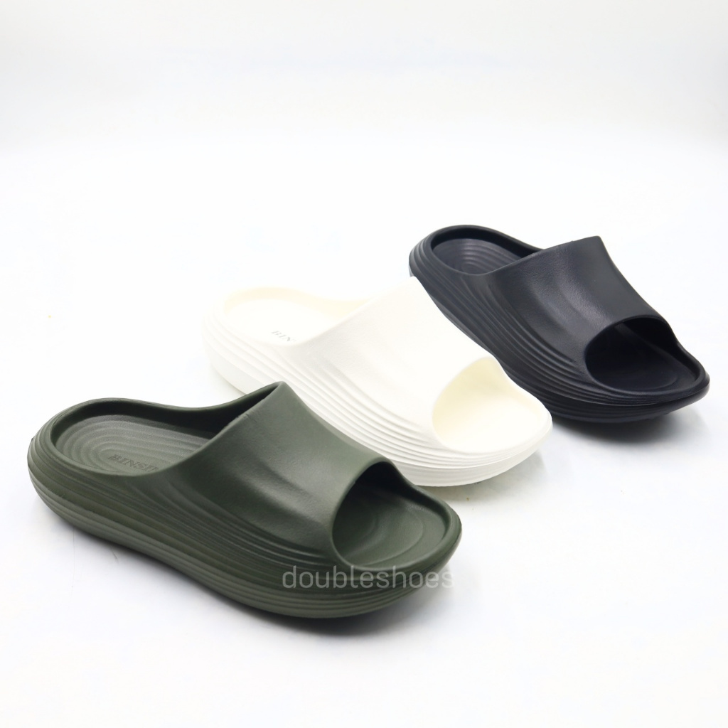 BINSIN (SP41-844) รองเท้าแตะยาง ชาย สีดำ , สีครีม , สีกากี ไซส์ 40-45