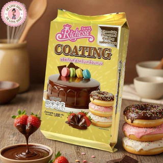 (ช็อกโกแลต ยกลัง10แพ็ค) Chocolate Coating Riches ช็อคโกแลตโค้ตติ้ง ริชเชส ขนาดแพ็คละ 1 กิโลกรัม #รสช็อกโกแลต
